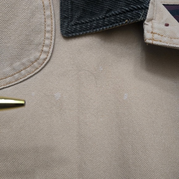 Vintage LL Bean Chore Jacket Mens Medium Duck Canvas Barn Cabin  Plaid Corduroy - Picture 5 of 10